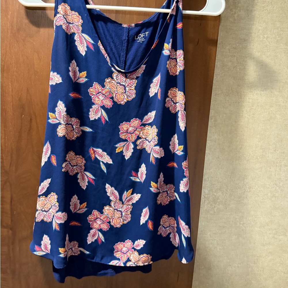 LOFT Navy Floral Tank Top